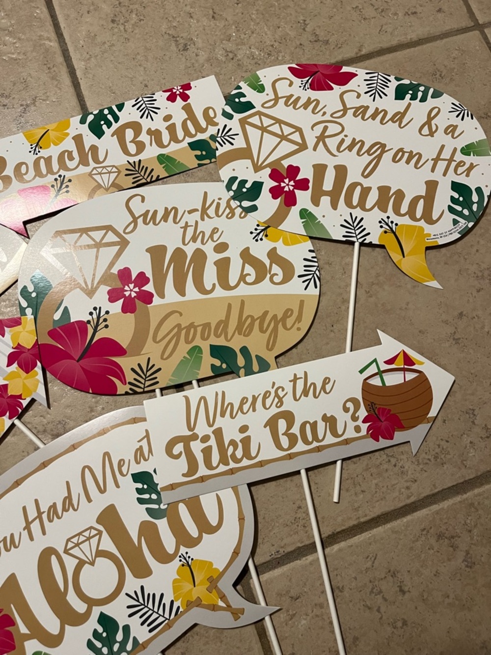 Sun-Kissed Bridal Party Photo Props - Tropical Pink & Gold